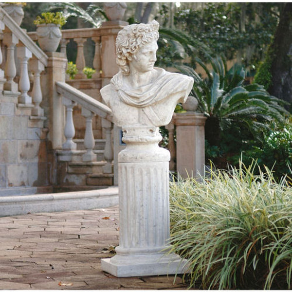 Apollo Belvedere Bust On Roman Column Set Sculptures
